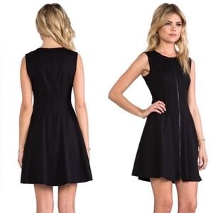 Theory Bonbi Black Virgin Wool Zip-Front Fit & Flare Mini Dress - Size‎ 12